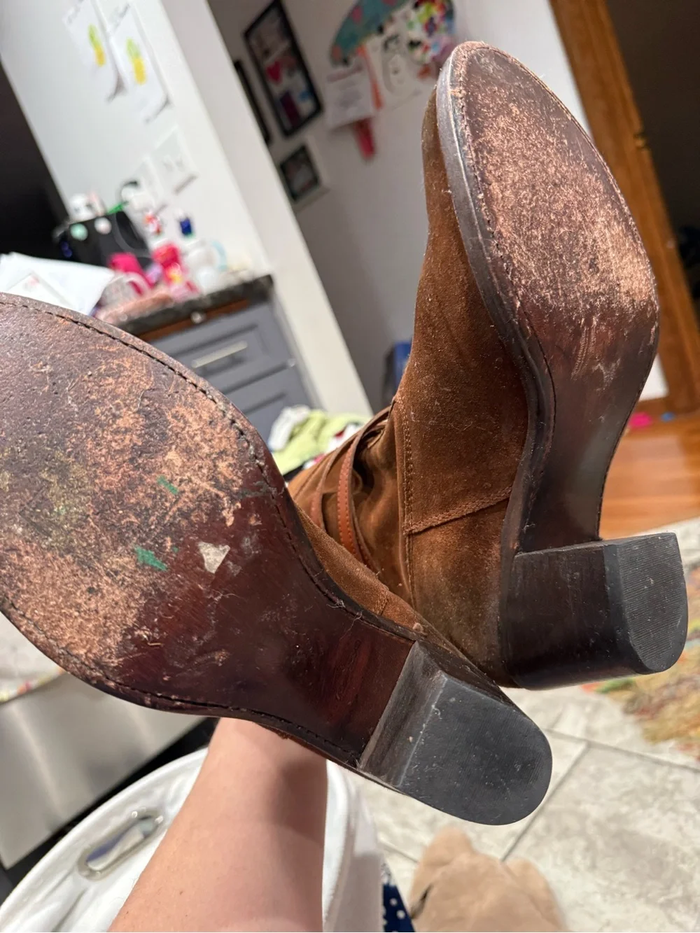 Brown Suede Women’s Ankle Boots with Wrap Straps